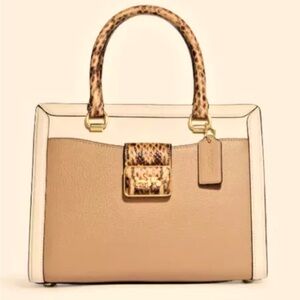 COACH GRACE CARRYALL GOLD TAUPE MULTI Snake Print  Crossbody